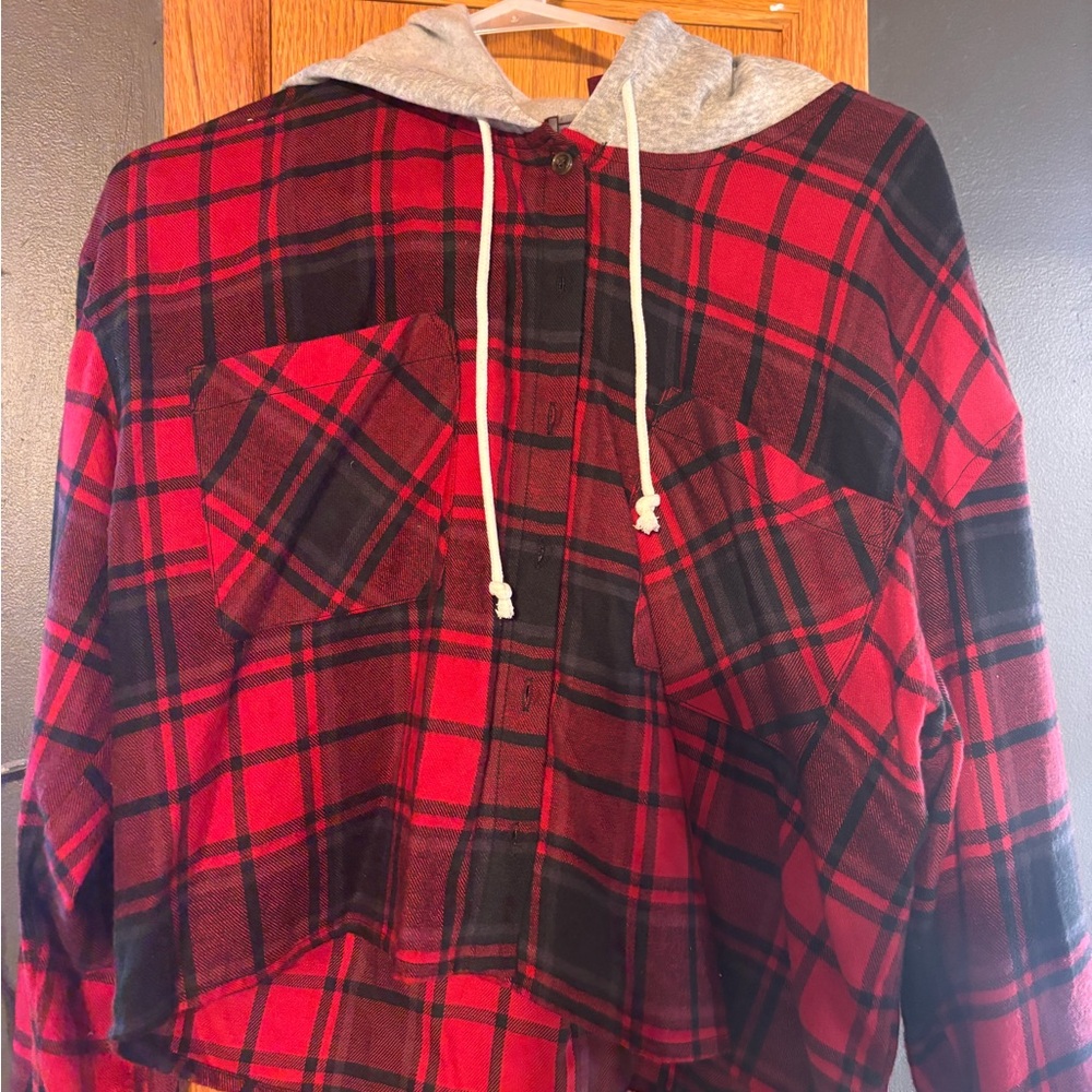 Hippie Rose Red and Black Checkered Hoodie